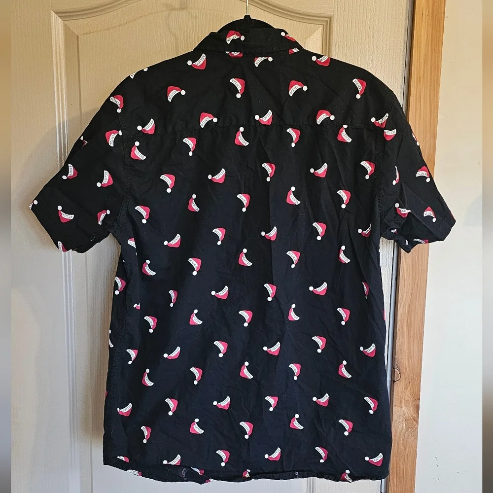 Rugby University Black“Believe” Santa Hat Christmas Shirt L 100% Cotton - Picture 5 of 5